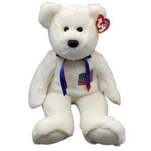 TY Libearty Buddy White Bear American Flag Stuffed Animal